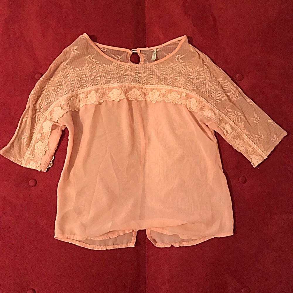 Sheer Pink Lace Blouse